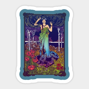 Art Nouveau Lady (green/blue/pink) Sticker